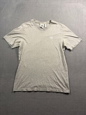 Adidas Original Men's Gray Heather Trefoil Embroidered Logo T-Shirt Size Small